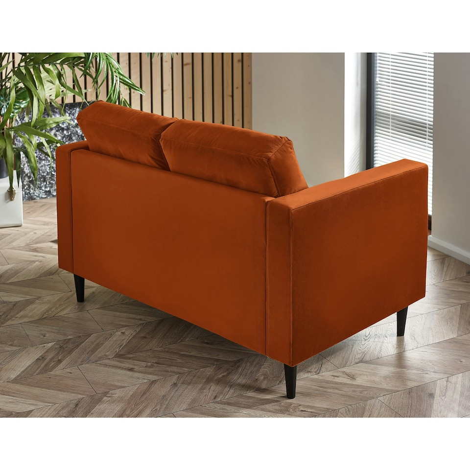 image 1 of Furniturebox Jolene 2 Seater Burnt Orange Velvet Sofa