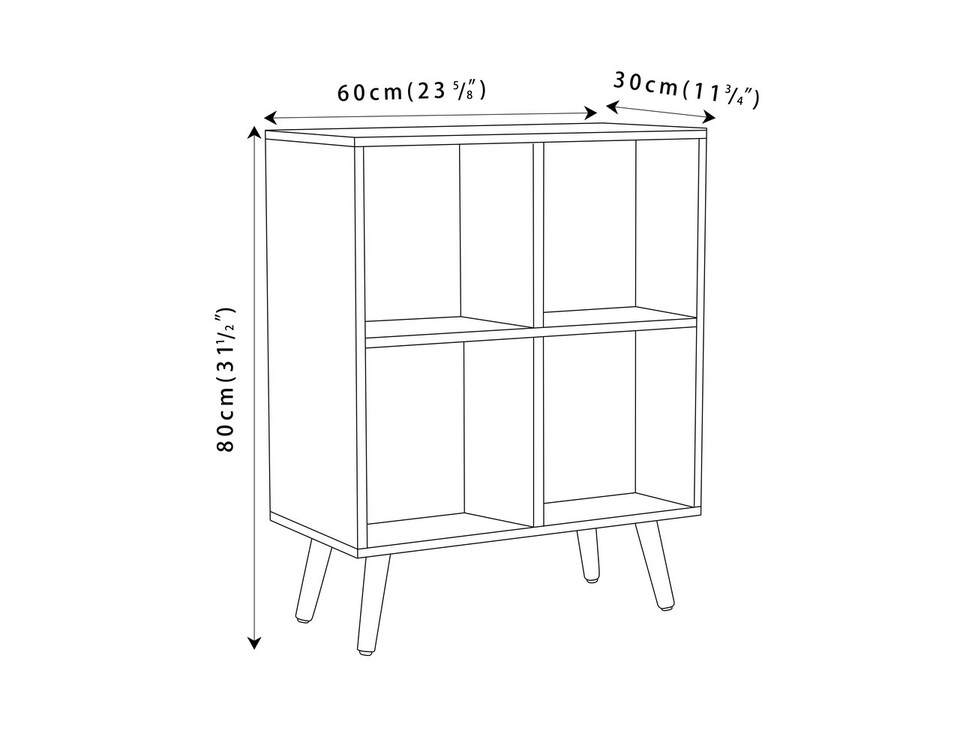 image 1 of Grey 4-Cube Storage Unit with 2 Wooden Doors and Legs | Brown | Oak & White | 1