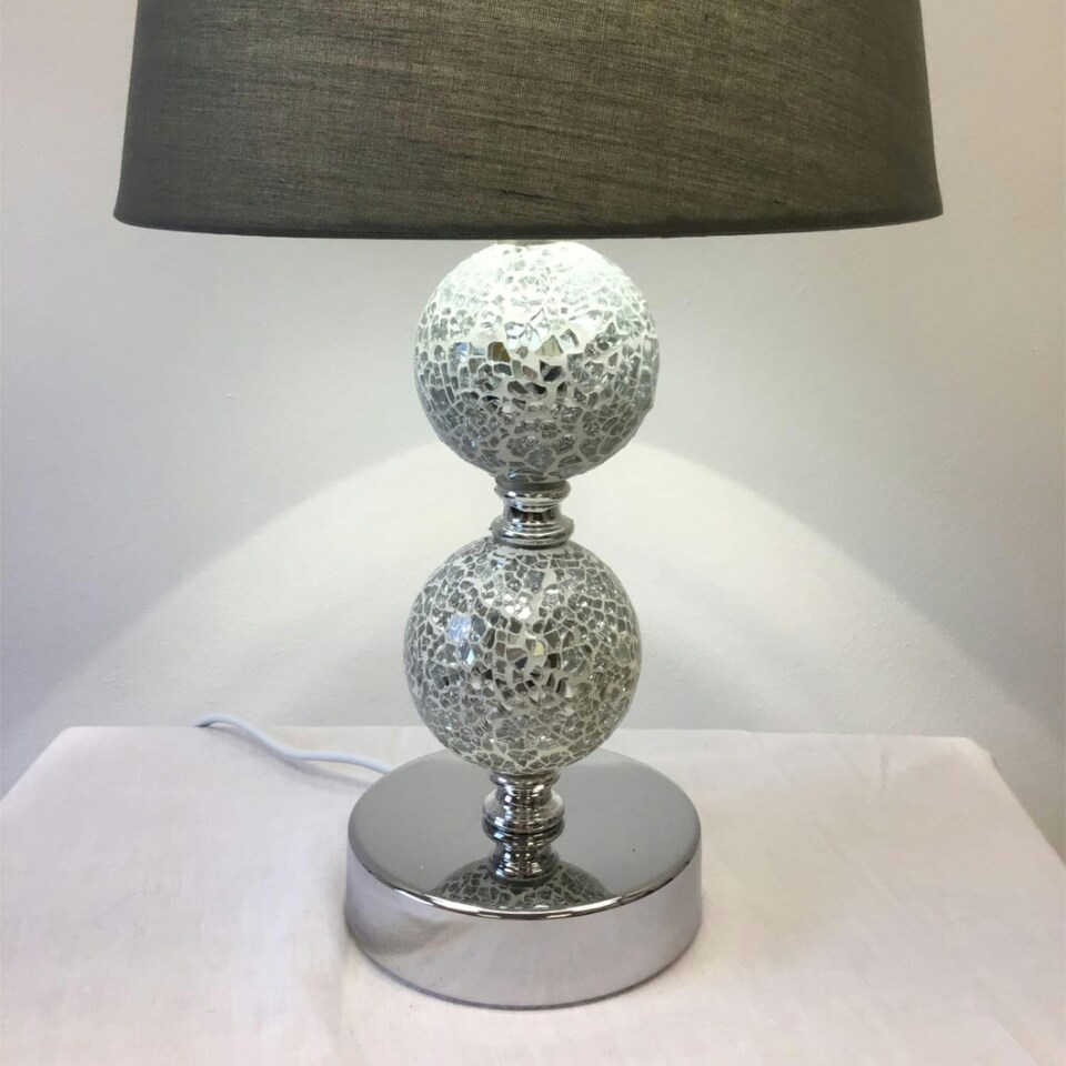 image 1 of Mosaic Touch Lamp with Grey Shade Chrome | Grey