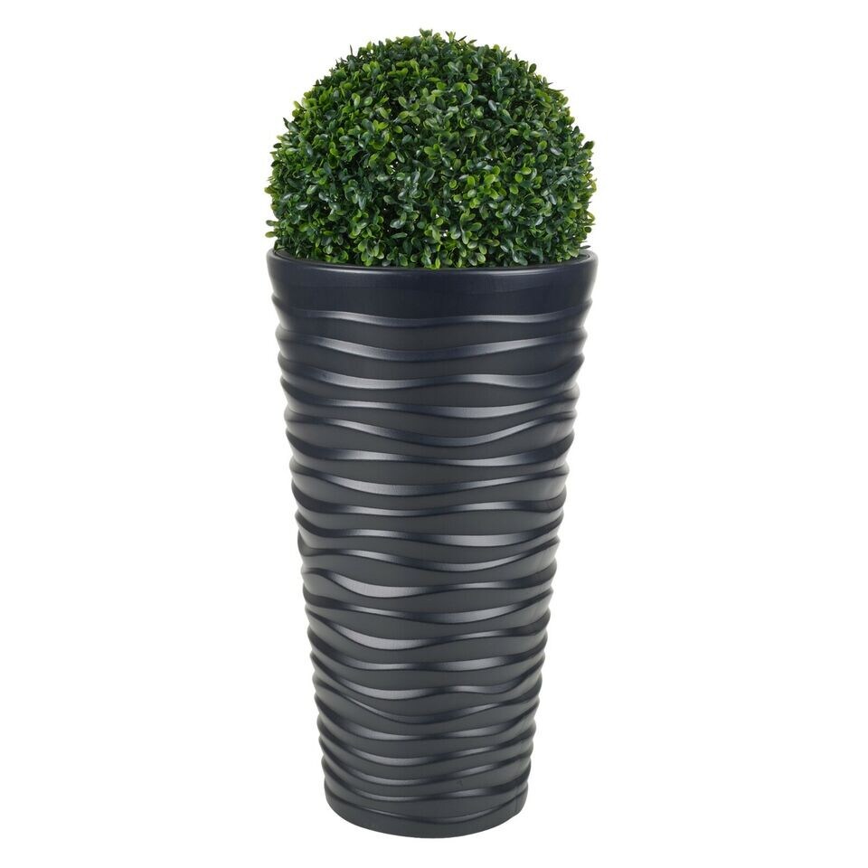 image 1 of Slim Plastic Round Flower Pot with Inserts - 52x29.6x29.6cm | Black | Black & Set of 1 | 1