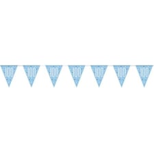 Blue Glitz Age 100 Holographic Foil Pennant Bunting 274cm