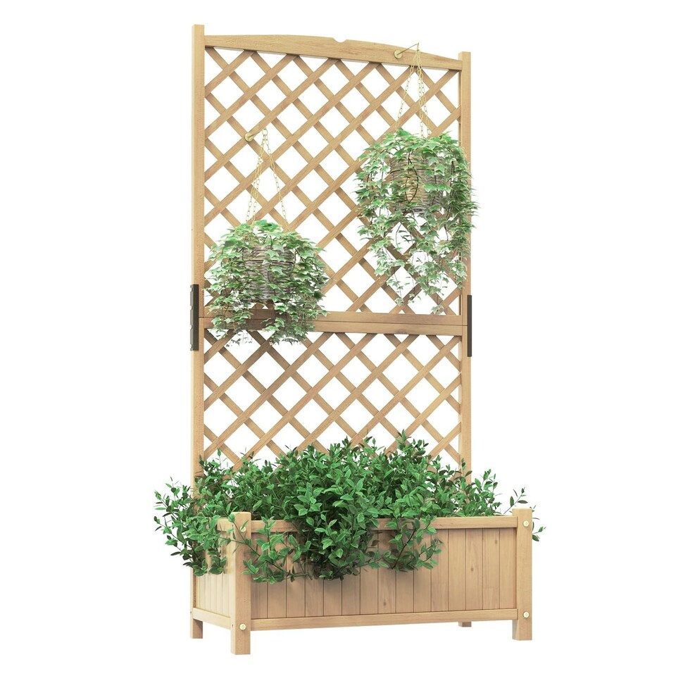 image 1 of COSTWAY Raised Garden Bed Outdoor Plant Container Natural N/A