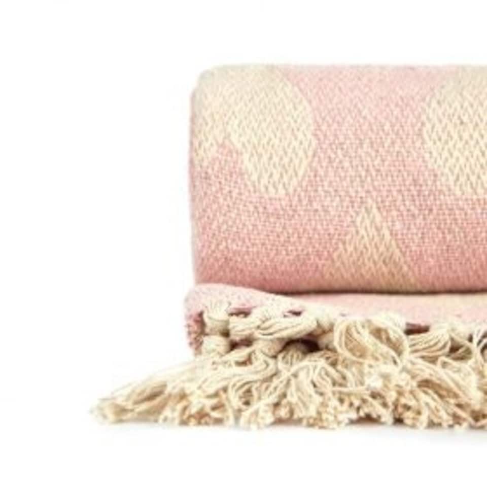 image 1 of Love Collection Recycled Cotton Throw in Pink Pink | Pink