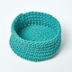 image 2 of Homescapes Teal Green Cotton Knitted Round Storage Basket - 37 x 21 cm Green | M
