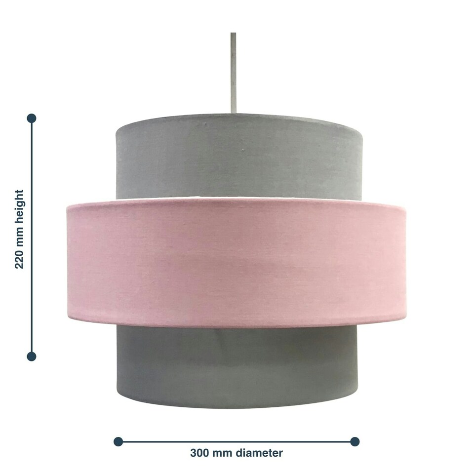 image 1 of Pair of Pink and Grey Two Tier Light Shades Grey | Pink