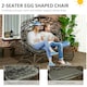 image 4 of Outsunny 2 Seater Egg Chair Outdoor with Cushion, Cup Pockets Brown