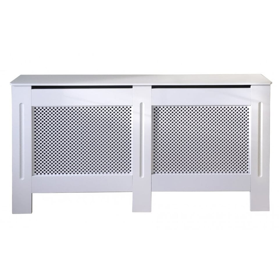 image 1 of JSH Radiator Cover Wood White Diamond MDF - Large - 152cm (W) x 81.5cm (H) x 19cm (D) | White