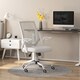 image 2 of Vinsetto Office Chair with Flip-up Armrest, Mid Back Desk Chair with Mesh Back, Lumbar Support, Adjustable Height, Swivel Wheels for Home, White