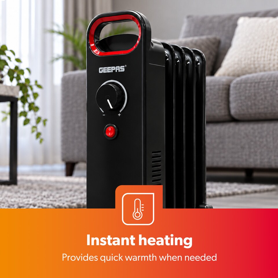 image 1 of GEEPAS Mini Oil Filled Radiator Heater 5 Fin Portable  500W