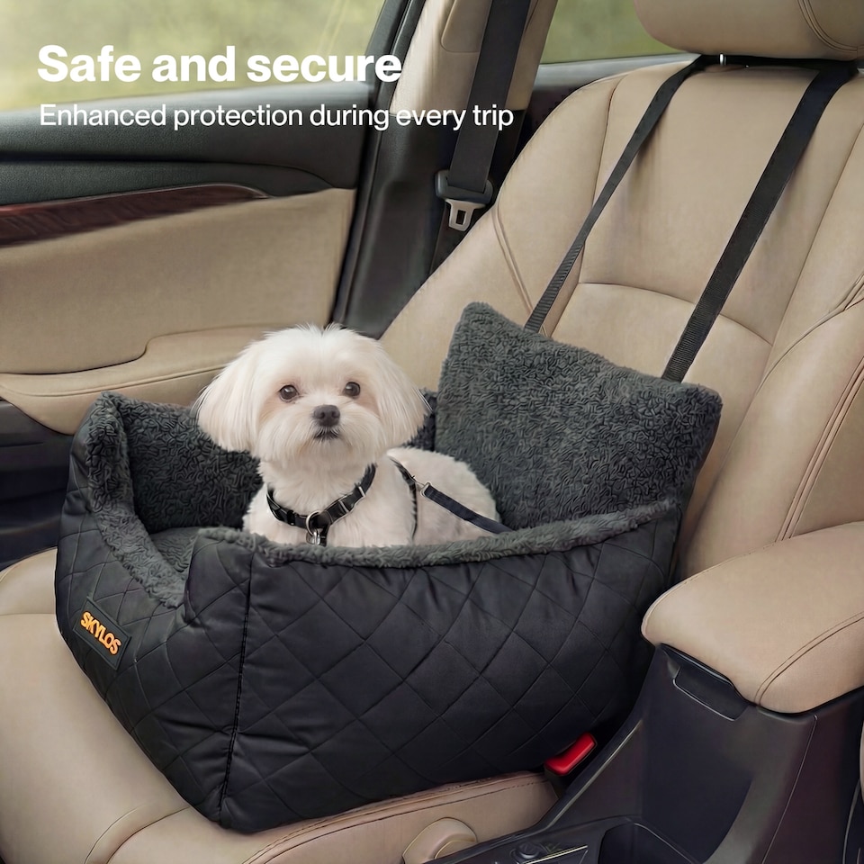 image 1 of Skylos Portable Fabric Dog Car Seat Travel Bed Booster Basket for Puppy