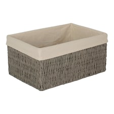 Medium Paper Rope Storage Basket with White Cotton Lining | White | White | M
