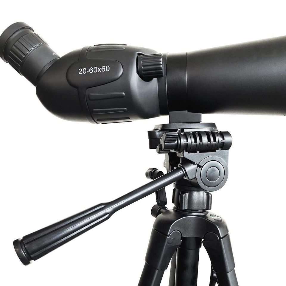 image 1 of Nedis 20-60x60 HD Spotting Scope with Tripod and Carrying Bag, 45 Degree Angled Telescope for Target Shooting Wildlife Bird Watching - Black