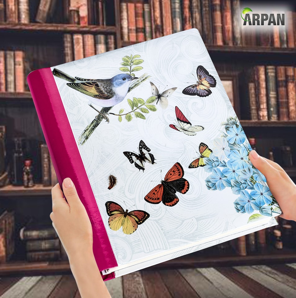 image 1 of ARPAN Large Self-Adhesive Photo Album 36 Sheets 72 Sides Spiral Scrapbook Memory Album Butterfly Design