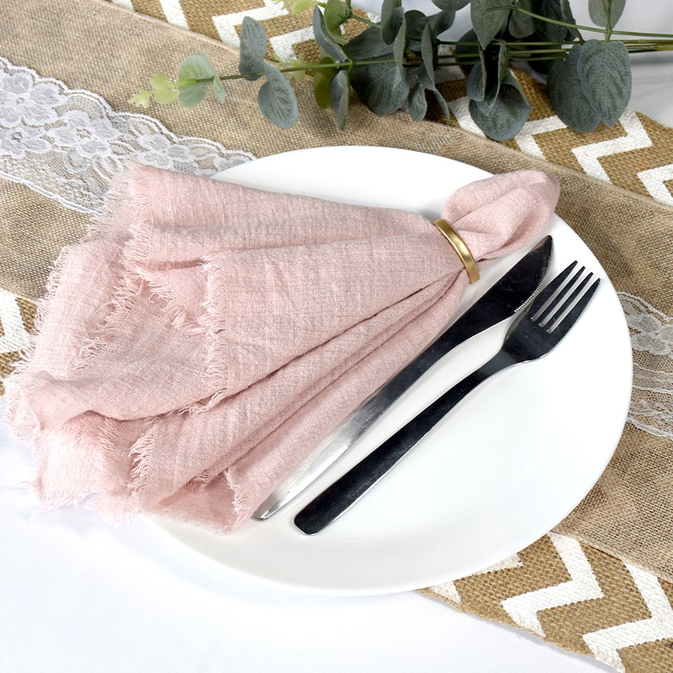 image 1 of 6pcs Fringe Cloth Napkin, 100% Soft Cotton Cloth Napkins - 20 Inch