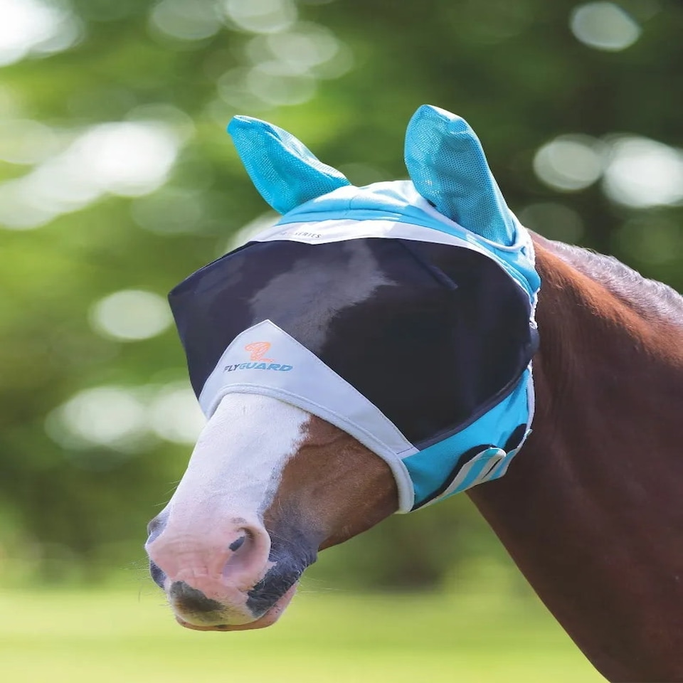 image 1 of Shires FlyGuard Pro Fine Mesh Fly Mask with Ears Blue | Cob