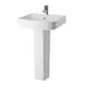 image 1 of Square 1 Tap Hole Basin Full Pedestal 520mm | White | White | 420 x 520 x 820mm