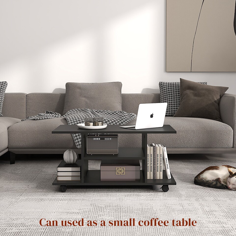 image 1 of HOMCOM Modern TV Cabinet Stand Storage Shelves Table Mobile Bedroom Furniture Bookshelf Bookcase Black