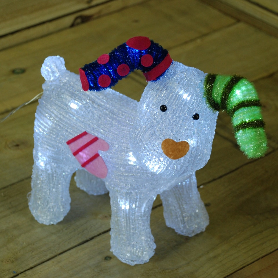 image 1 of 31cm The Snowman Acrylic Snowdog Christmas Decoration with 24 Ice White LEDs