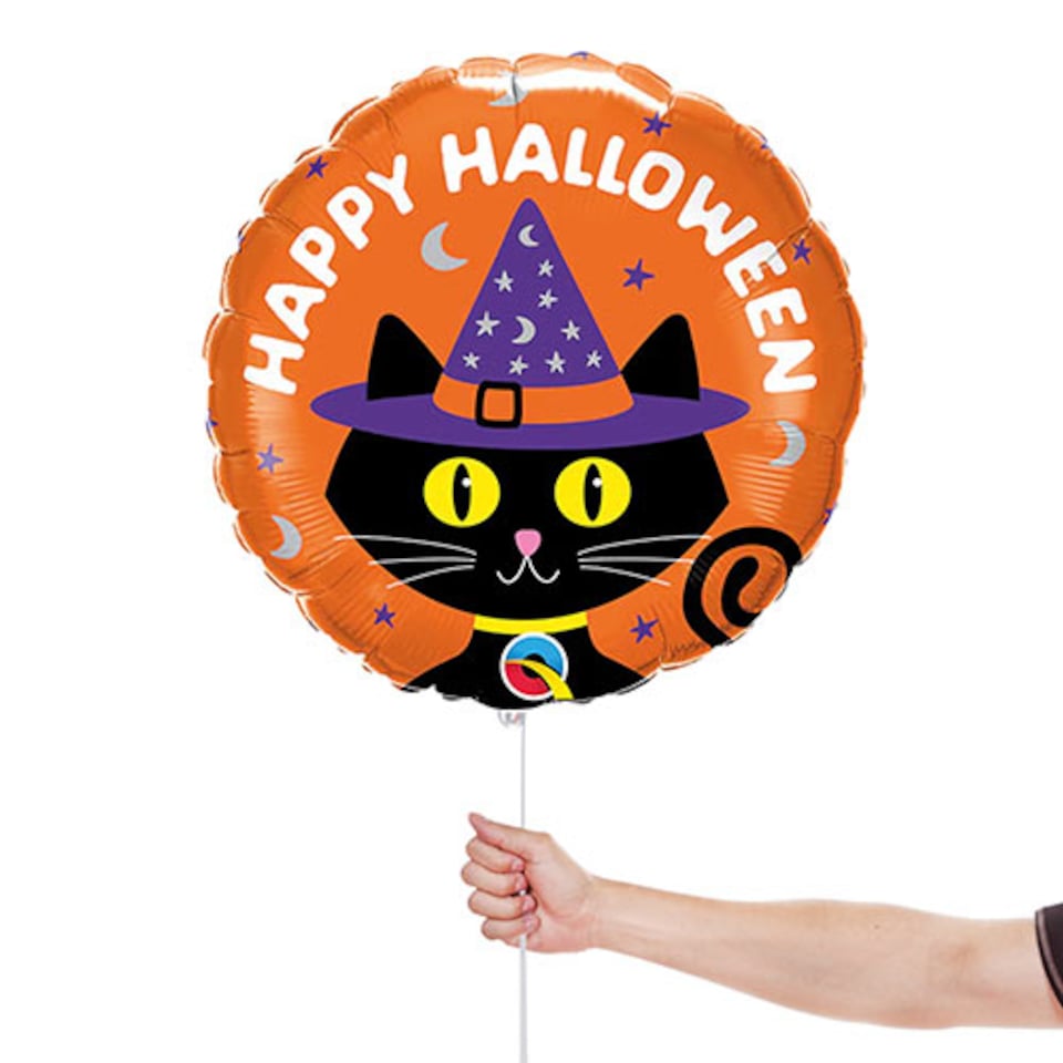image 1 of Halloween Witches Hats Pattern Round Foil Helium Balloon 46cm / 18 in