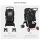 image 5 of PawHut Pet Stroller Carrier Foldable Deluxe Jogger Walk Travel Dog Cat Black