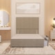 image 1 of Divan Bed Base with 2 Drawers & Plain Floor Standing Headboard Tweed Fabric | Brown | Natural