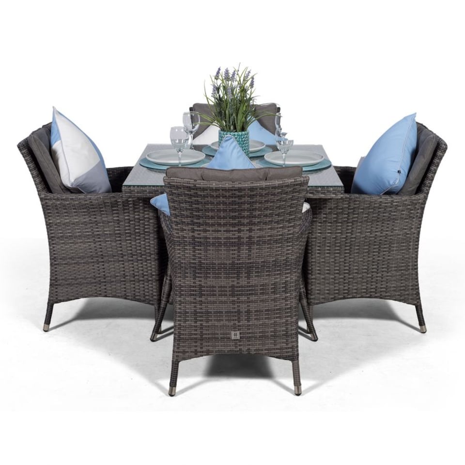image 1 of Savannah Square 4 Seater Rattan Patio Dining Set | Grey | Grey