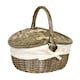 image 5 of Small Antique Wash Finish Oval Picnic Basket with Grey Sage Lining | Grey | Grey | One Size