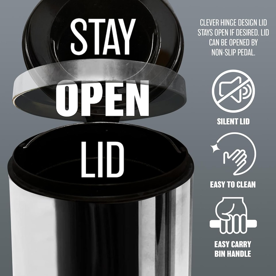 image 1 of 9 Litre Metal Chrome Pedal Bin Toilet Rubbish Trash Hygienic Dustbin