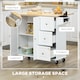 image 3 of HOMCOM Kitchen Island on Wheels, Kitchen Cart with Drop Leaf, White | White