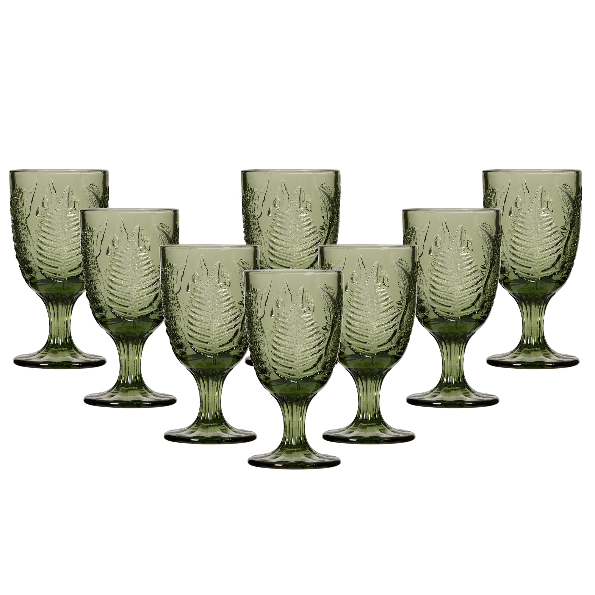 Set of 8 Vintage Luxury Spring Summer Green Leaf Embossed Drinking Glass Wine Goblets Wedding Gift 230ml Green M 8