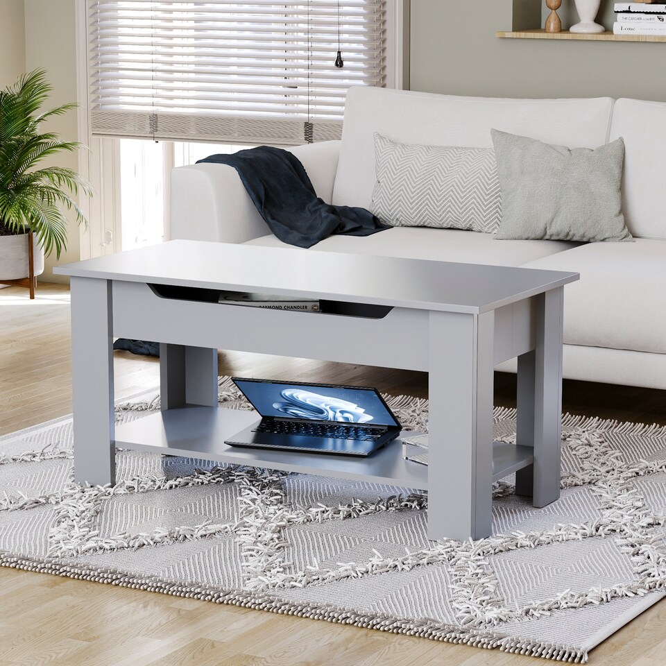 image 1 of Vida Designs Lift Up Coffee Table With Storage Compartment & Shelf, Grey