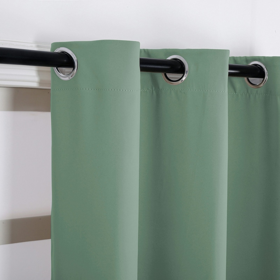 image 1 of Duck Egg Eyelet Curtains - Thermal Blackout Curtains - 46" x 63" Drop - 2 Panel