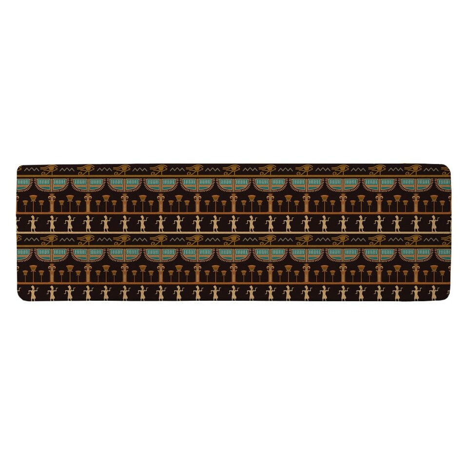 image 1 of Orange & Black Hieroglyphs (Runner Rug) Black