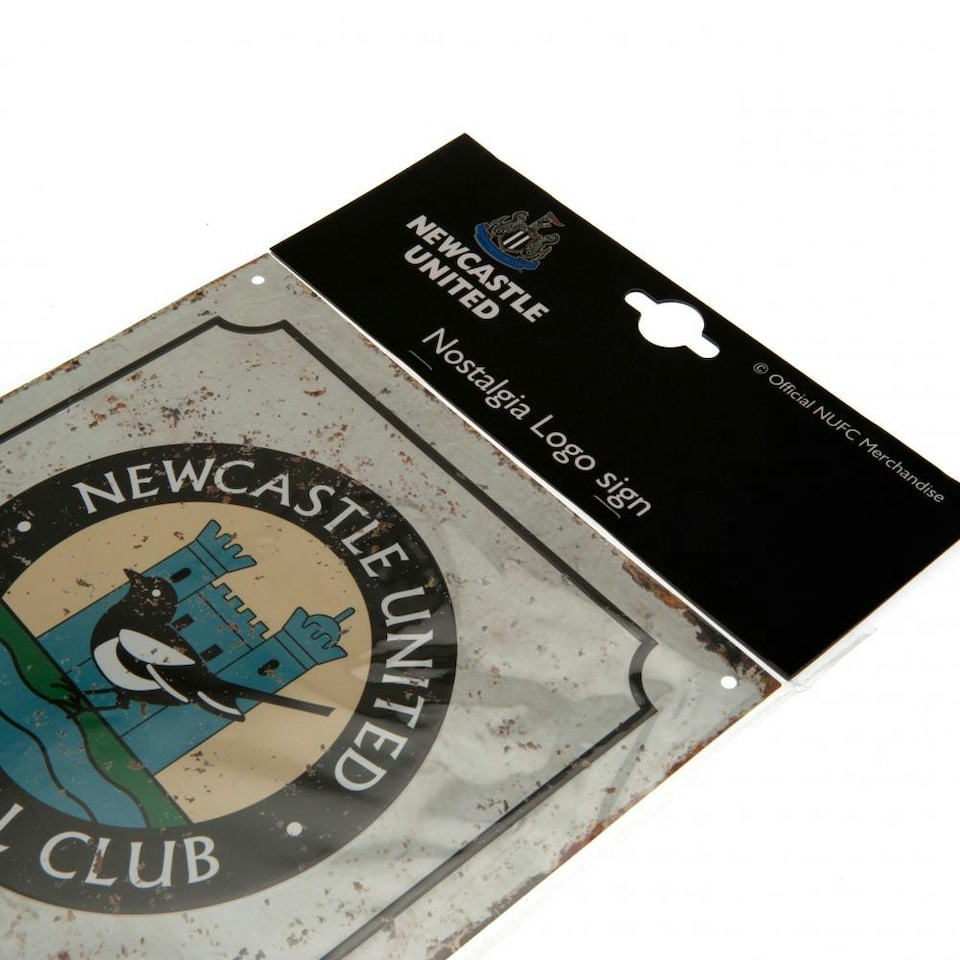 image 1 of Newcastle United FC Official Retro Logo Sign - White - One Size