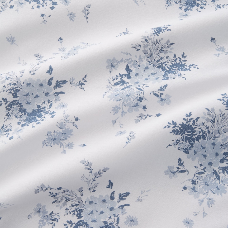 image 1 of Lucie Floral Frill Reversible Duvet Cover Set | Blue | Super King