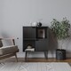 image 2 of Black 4-Cube Storage Unit with 2 Wooden Doors and Legs | Black | Black & Black | 1