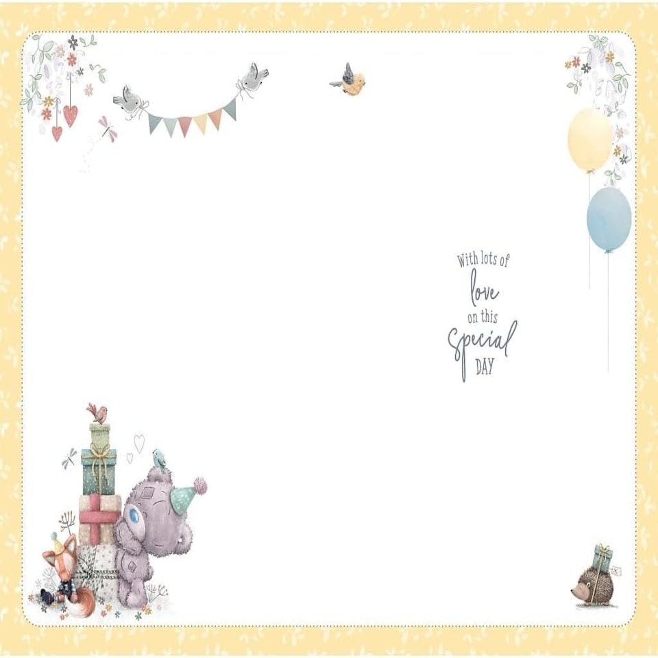 image 1 of Bear And Pile Of Gifts Granddaughter Happy 1st Birthday Card