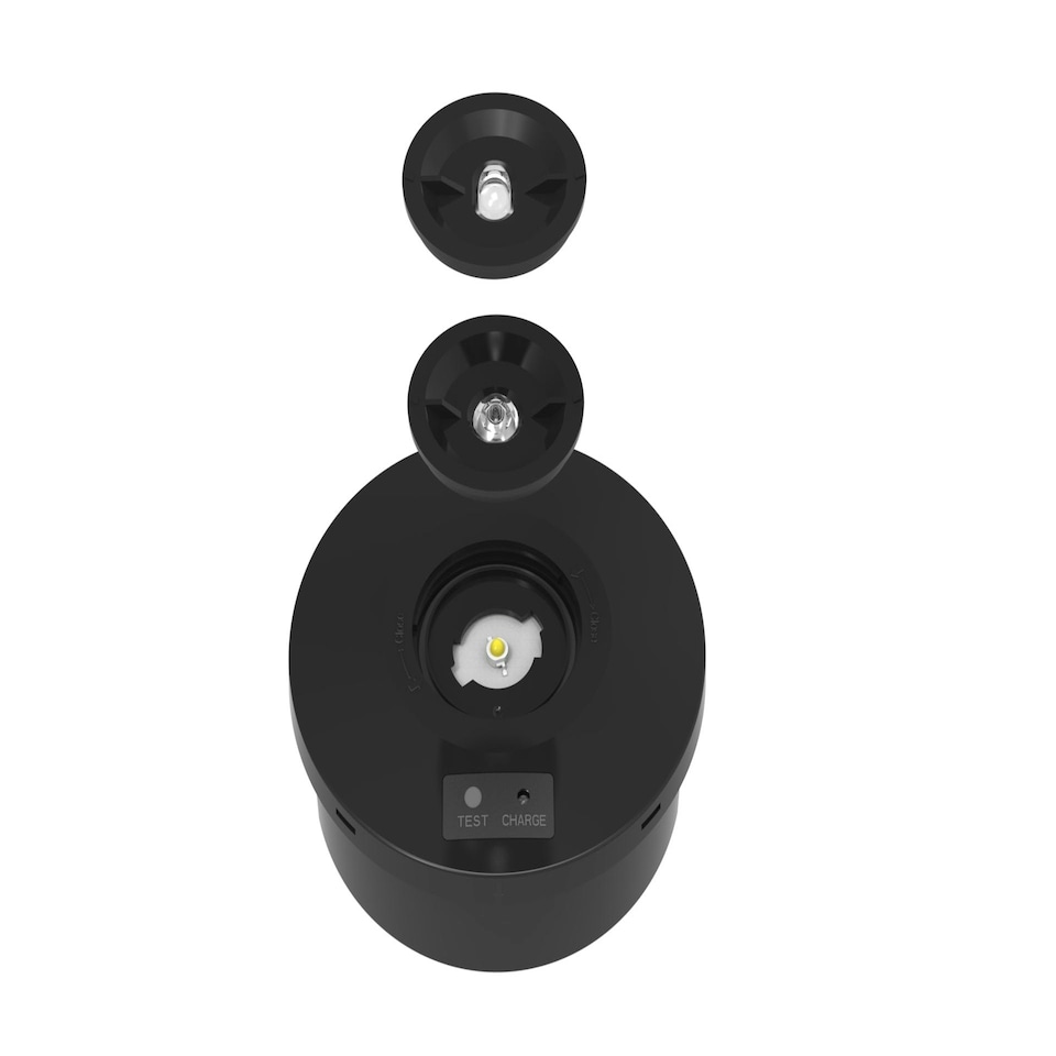 CGC Surface Mount Round Black IP65 Emergency Downlight with Changeable Corridor and Open Area Lens Black
