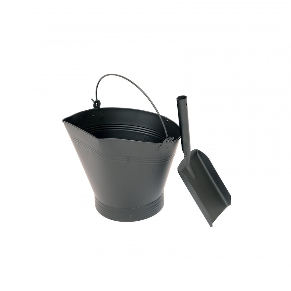 image 1 of Heavy Duty Steel Fireplace Coal Bucket Scuttle Hod with Shovel