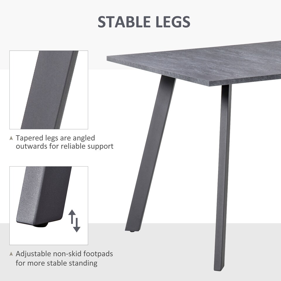 image 1 of HOMCOM Modern Rectangular Dining Table with Metal Legs Indoor, Dark Grey