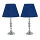 image 1 of Set of 2 Chrome Table Lamps with Decorative Stem and Navy Blue Shades Chrome | Blue