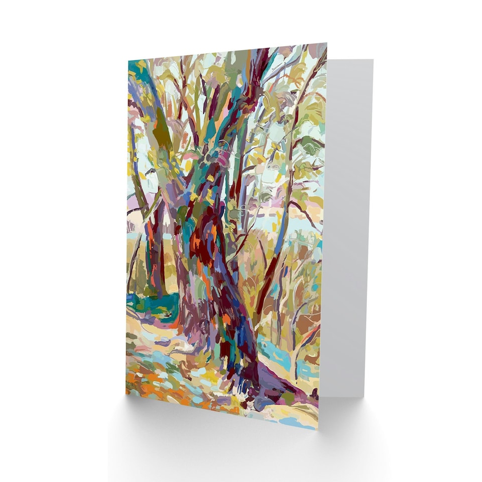 image 1 of Multicoloured Trees Branches Forest Art Blank Card