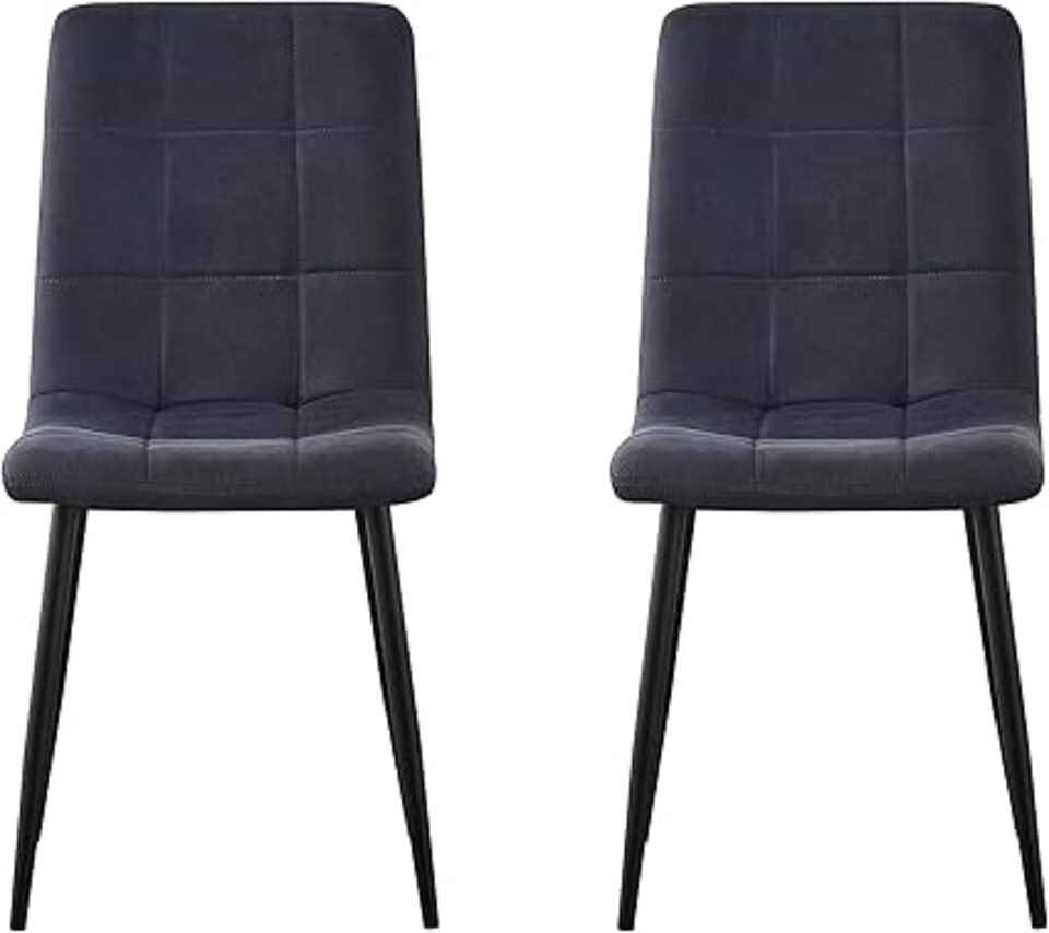 image 1 of MCC Direct Henri Faux Suede Leather Dining Chairs Set of 4 Black