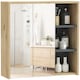 image 1 of HOMCOM Bathroom Cabinet Wall Mounted Mirror Storage with Shelves Natural 
