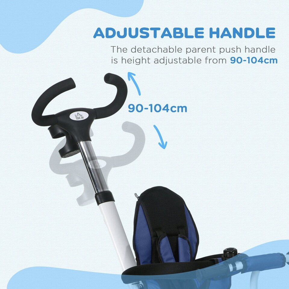 image 1 of HOMCOM 6 in 1 Trike for Toddler 1-5 Years with Parent Handle, Dark Blue