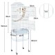 image 3 of Yaheetech 158.5 cm Tall Roof Top Birdcage with Rolling Metal Stand White