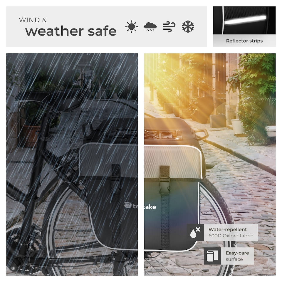 image 1 of Bike pannier bag with reflective strips 35l