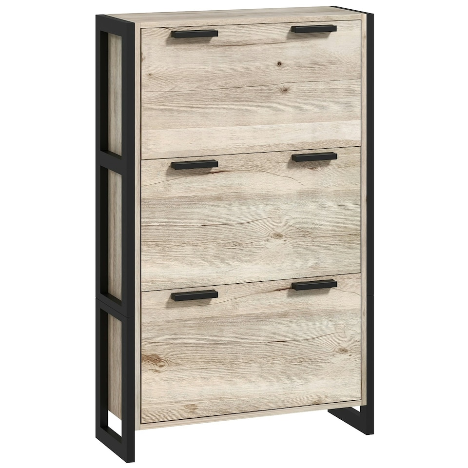 image 1 of HOMCOM Entryway Shoe Cabinet with 3 Flip Drawers Adjustable Shelves