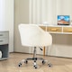 image 8 of HOMCOM Vanity Swivel Chair, Teddy Fleece Office Desk Chair with Adjustable Height for Home, Study, Bedroom, Makeup, Cream White