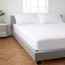 Cotton Percale Fitted Mattress & Pillow Protector (White)